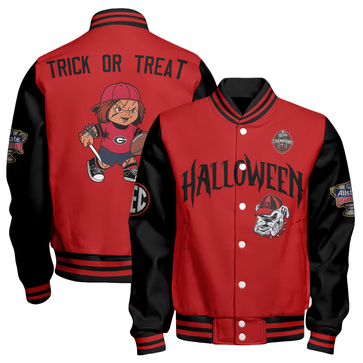 GB x Killer Doll Horror Movie Halloween 2026 Edition Baseball Jacket - Printed
