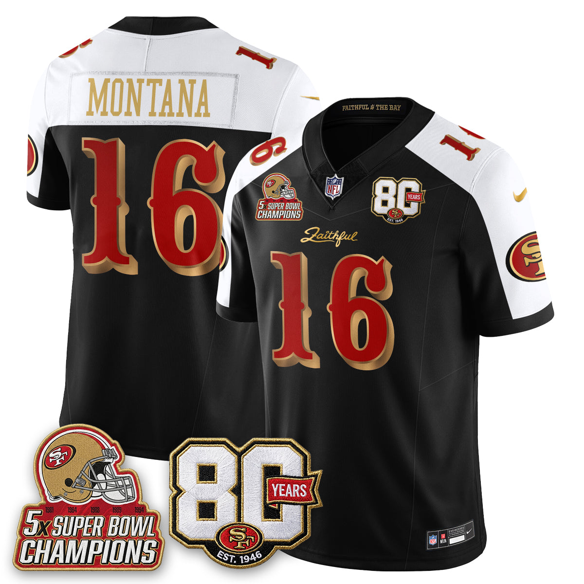 San Francisco 49ers 80 Years & 5X Champs Rivalries Vapor Jersey - Stitched
