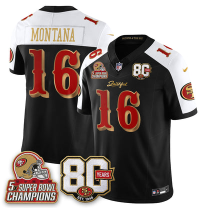 San Francisco 49ers 80 Years & 5X Champs Rivalries Vapor Jersey - Stitched