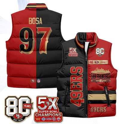 San Francisco 49ers Faithful to The Bay Puffer Vest - Printed
