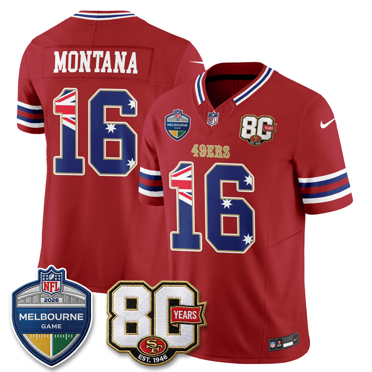 San Francisco 49ers Melbourne Game 2026 Vapor Jersey - Stitched