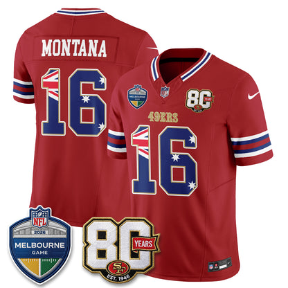 San Francisco 49ers Melbourne Game 2026 Vapor Jersey - Stitched