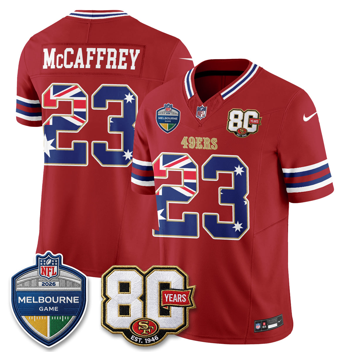 San Francisco 49ers Melbourne Game 2026 Vapor Jersey - Stitched