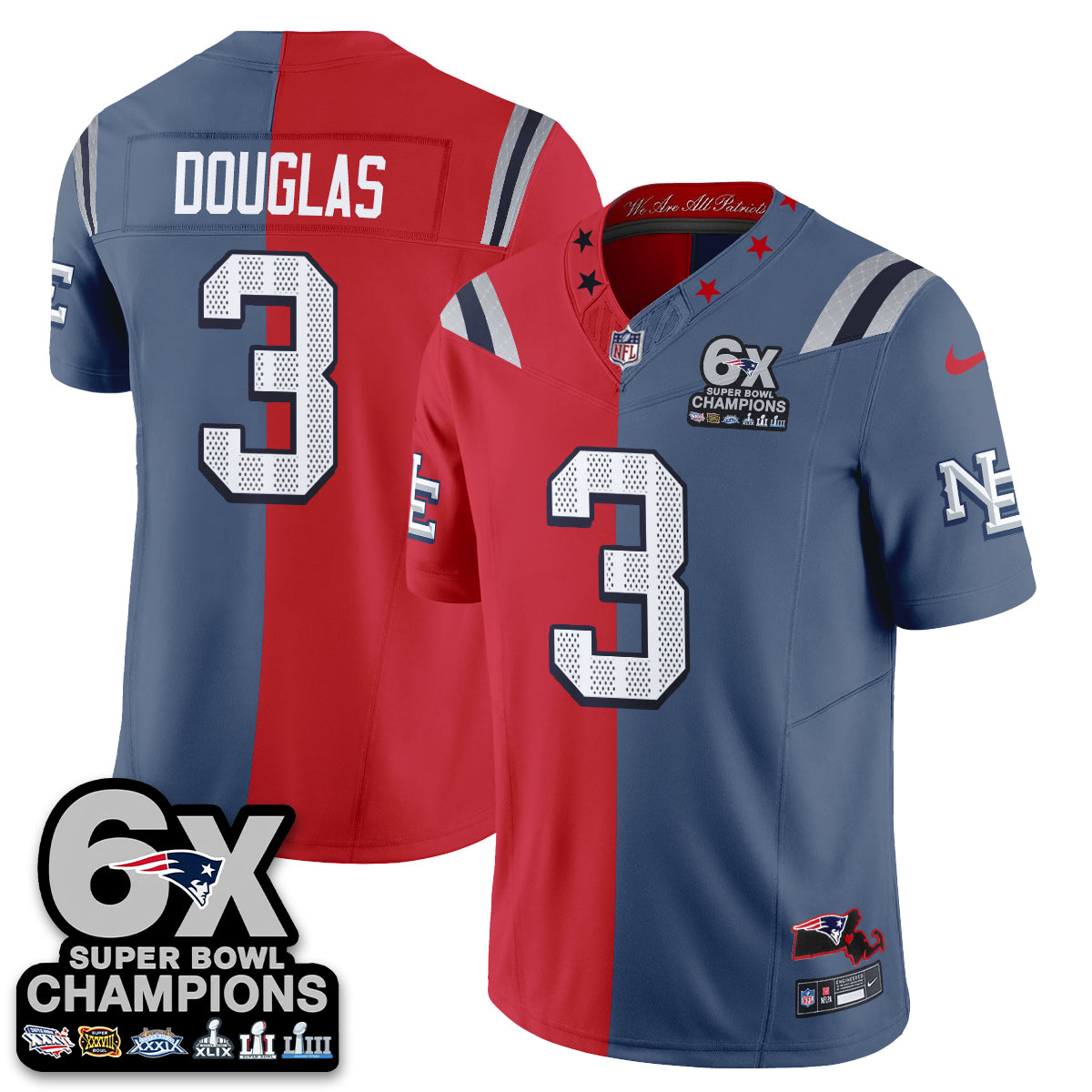 NE Rivalries Split Edition Vapor Jersey - Stitched