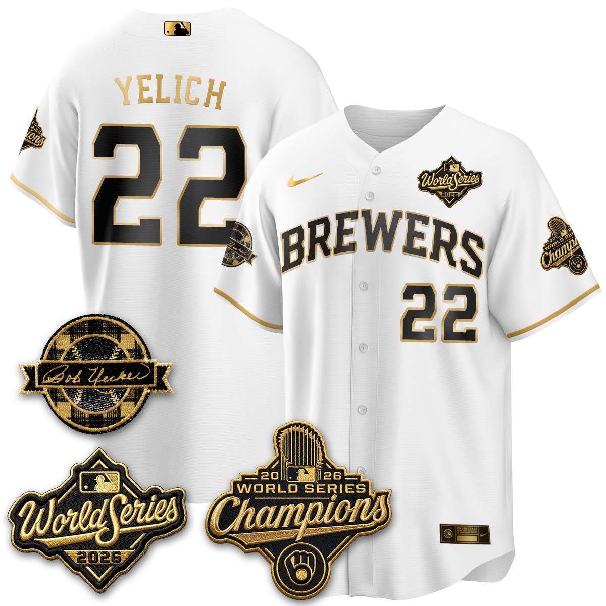 MIL 2026 WS Champions - Bob Uecker Patch Vapor Jersey - Stitched