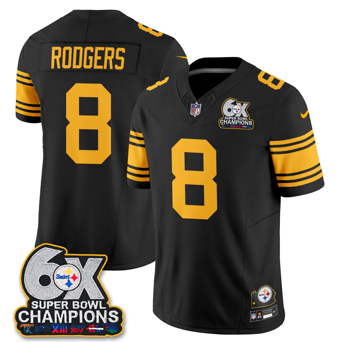 PIT 6X Champs Throwback V2 Vapor Jersey - Stitched