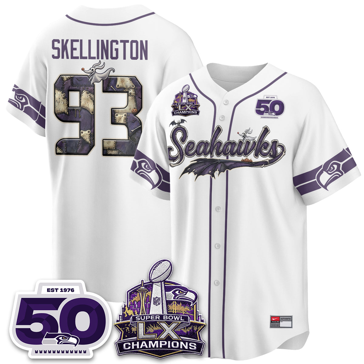 Seattle Seahawks 2026 Nightmare Edition Vapor Baseball Jersey - Stitched