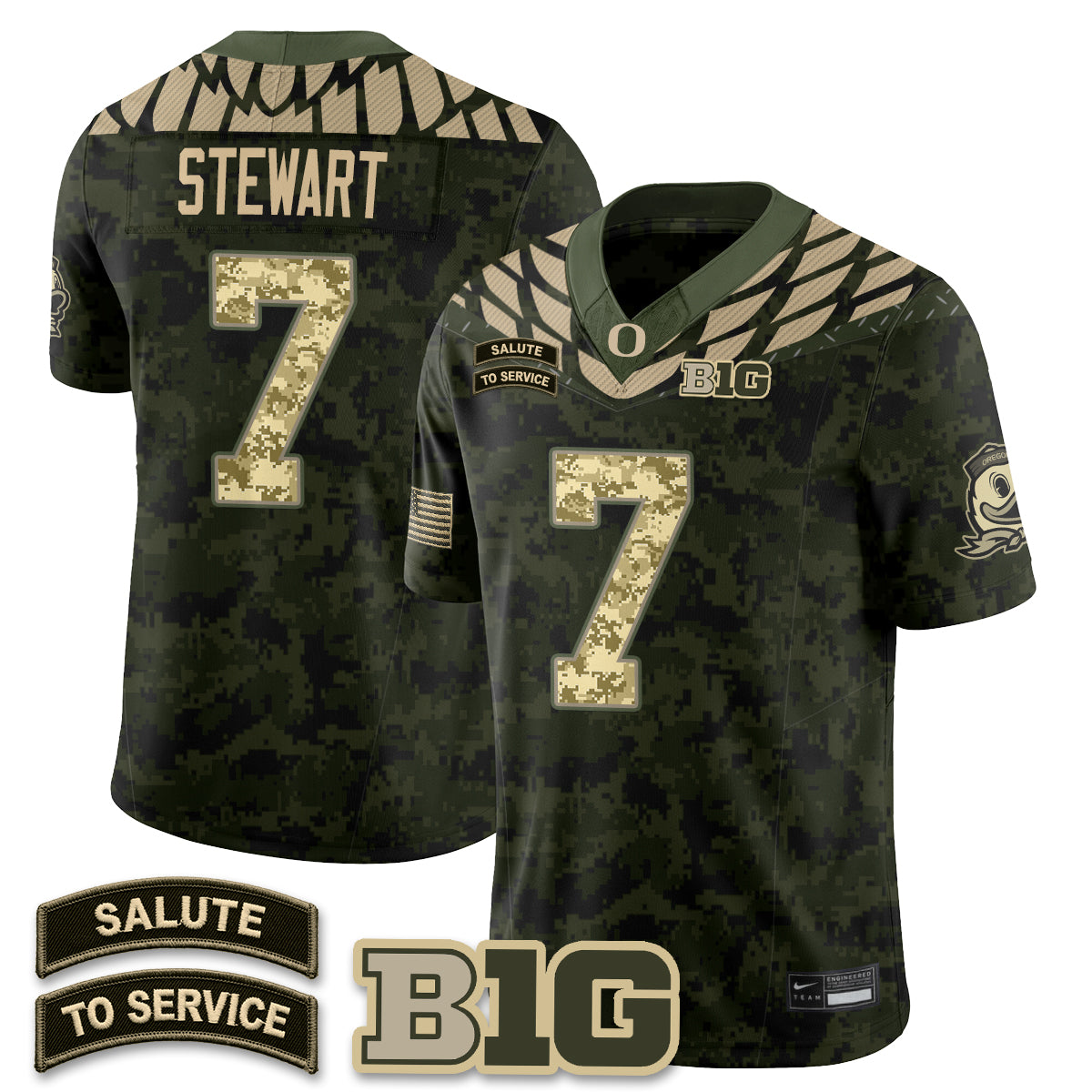 Oregon Ducks 2026 Salute to Service Vapor Jersey - Stitched