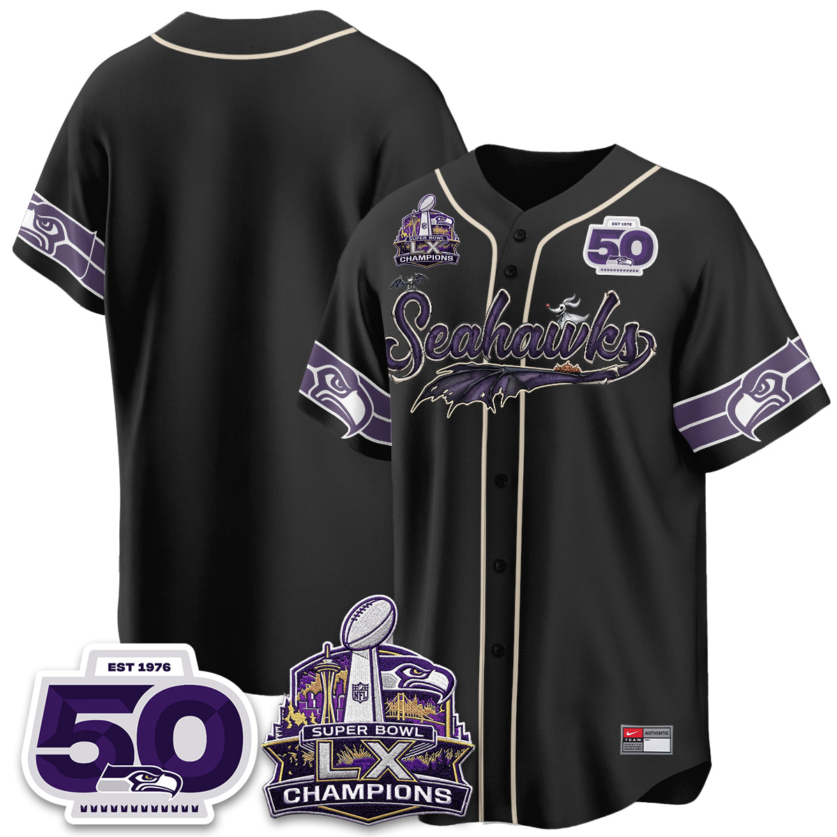 Seattle Seahawks 2026 Nightmare Edition Vapor Baseball Jersey - Stitched