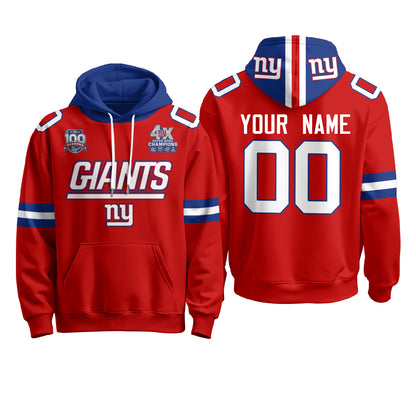 New York Giants 4X Champs S.Bowl Custom Hoodie - Stitched