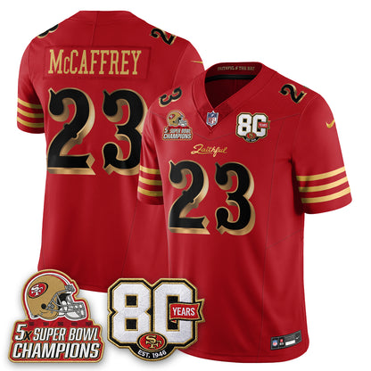 San Francisco 49ers 80 Years & 5X Champs Rivalries Vapor Jersey - Stitched