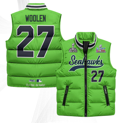 Seattle Seahawks S.Bowl Champs Puffer Vest - Printed
