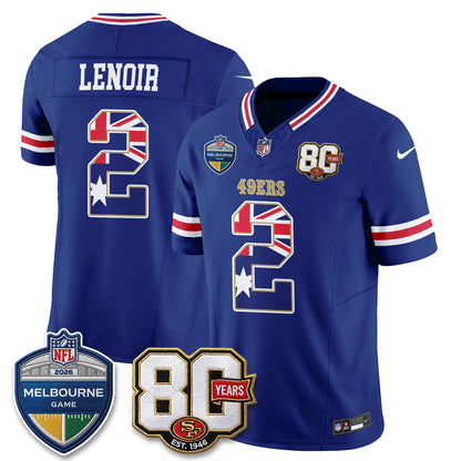 San Francisco 49ers Melbourne Game 2026 Vapor Jersey - Stitched