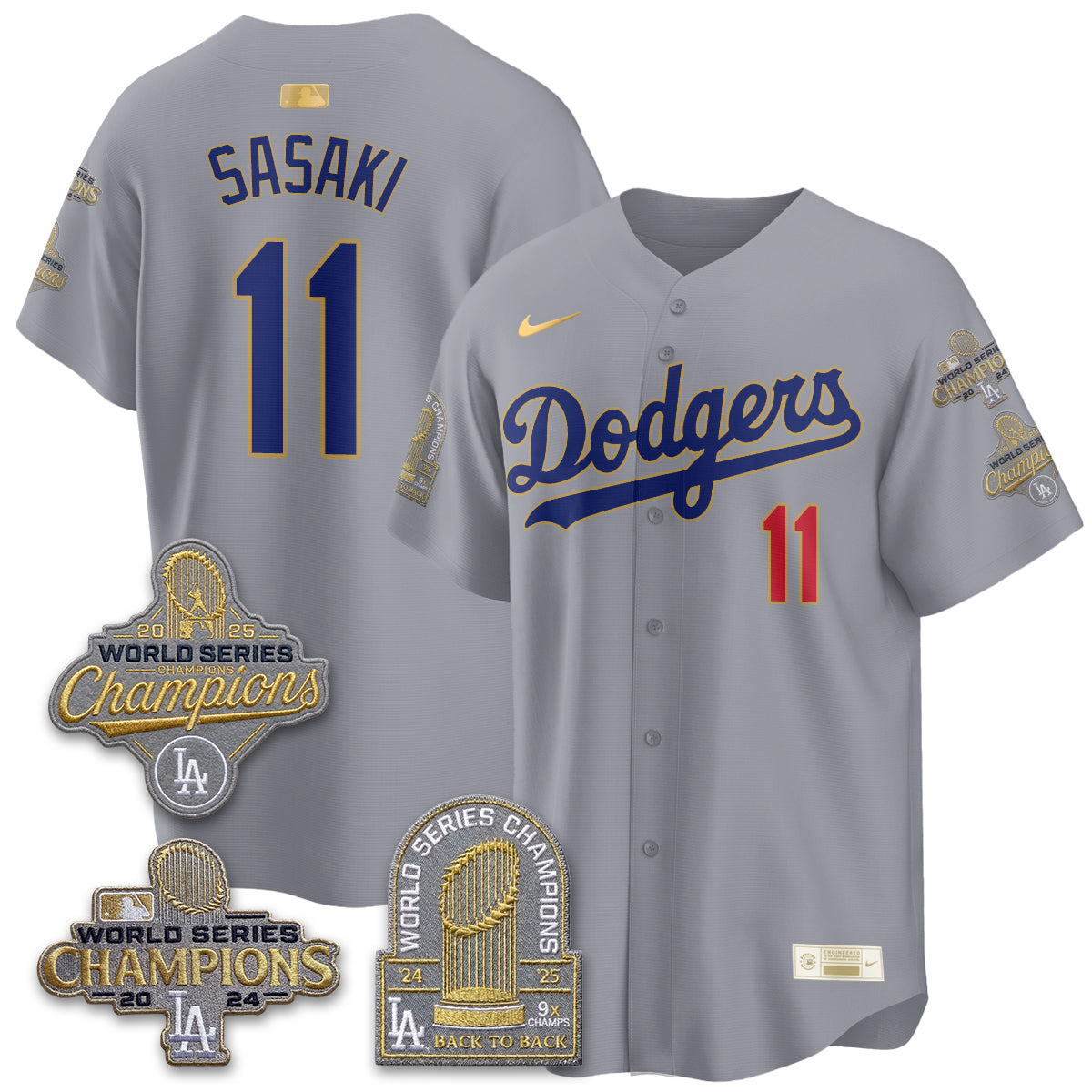 LAD Gold Collection Stadium Vapor Limited Jersey - Back to Back 9x Champs - All Stitched