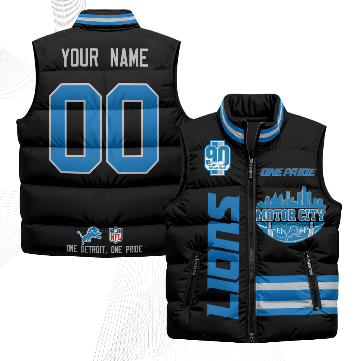 DET Motor City Custom Puffer Vest - Printed