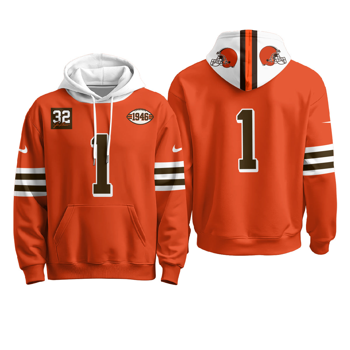 CLE 1946 Anniversary Patch Fleece Hoodie - Printed
