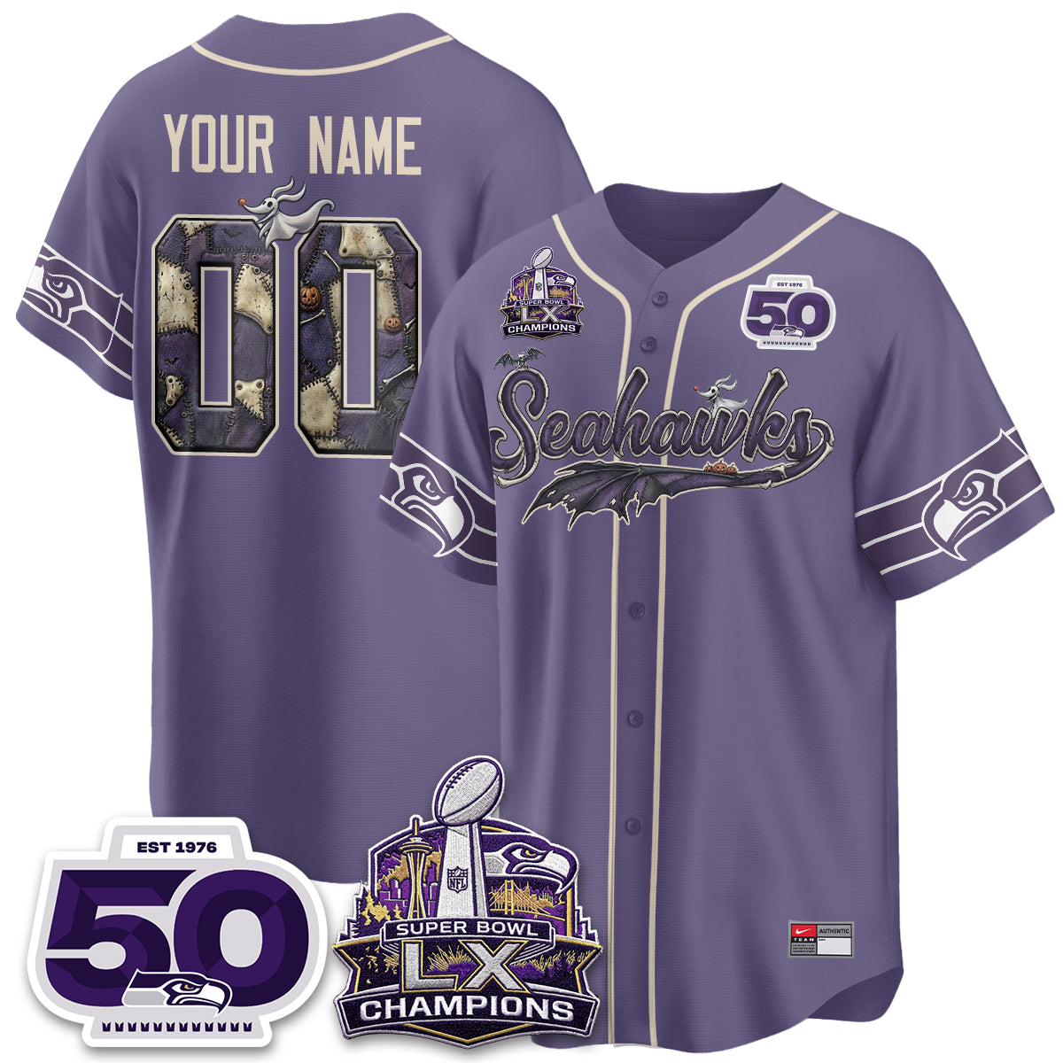 Seattle Seahawks 2026 Nightmare Edition Vapor Custom Baseball Jersey - Stitched