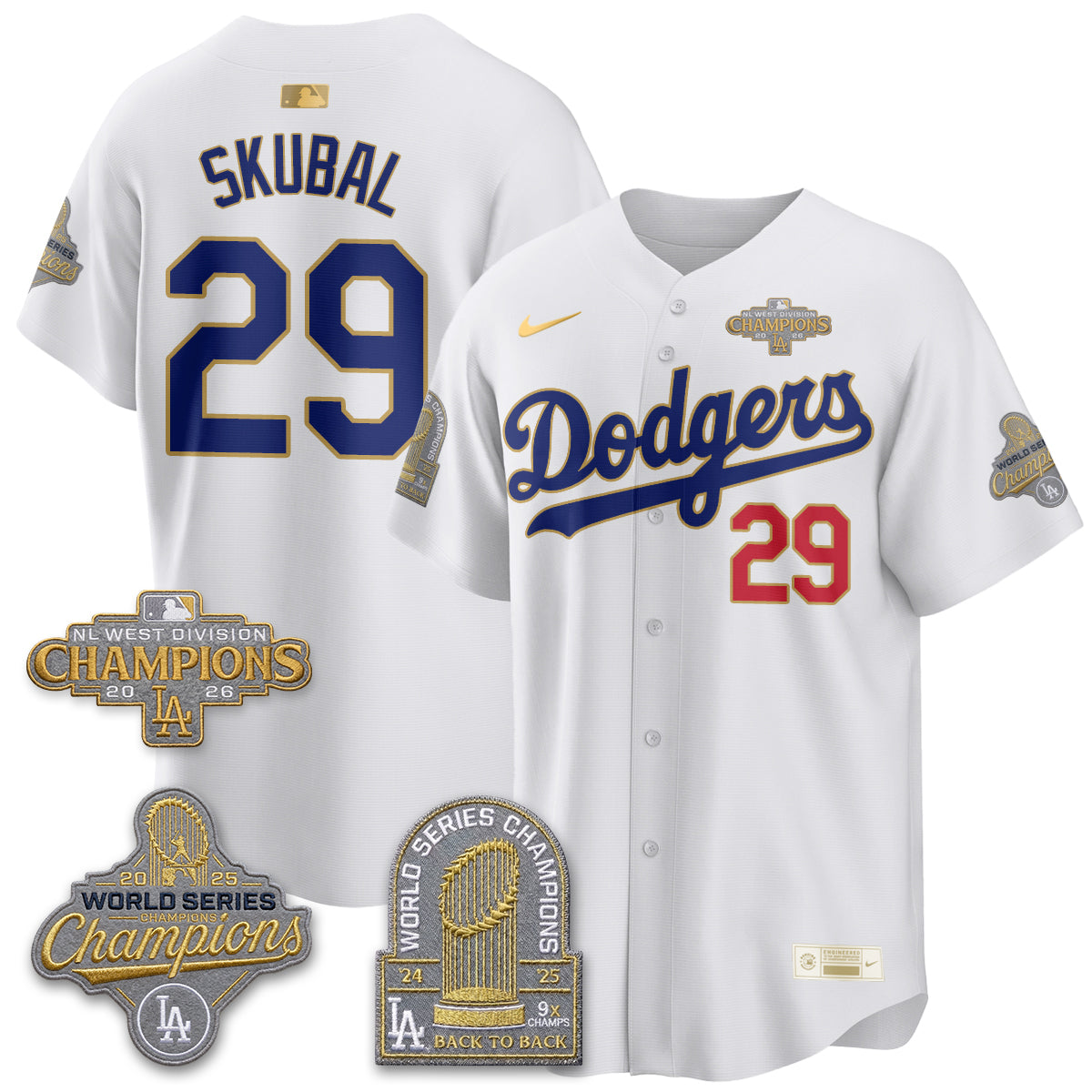 LAD 2026 NL West Champs Gold Vapor Jersey- Stitched