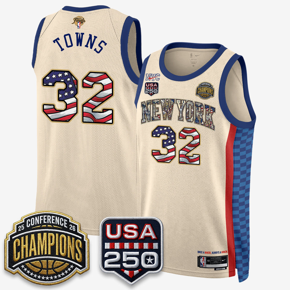 New York Knicks 2026 NBA Eastern Conference Champions x Fourth of July Vapor Jersey - Stitched