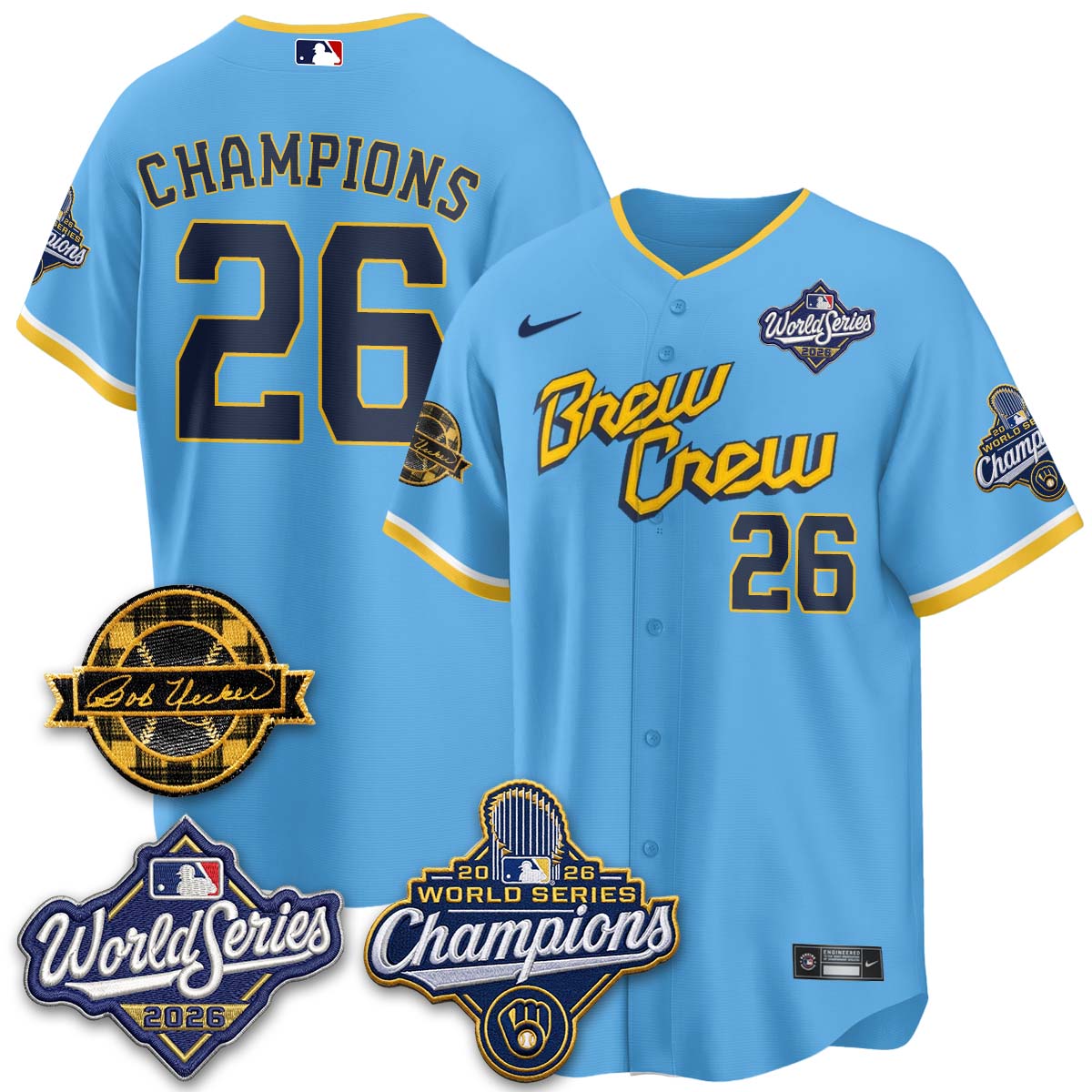 MIL 2026 WS Champions - Bob Uecker Patch Vapor Jersey - Stitched