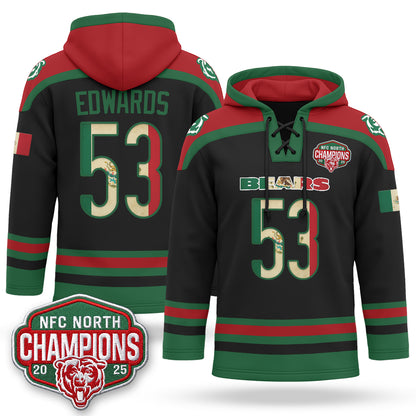 CHI 2026 Mexico NFC North Champions 2025 Patch Hockey Hoodie - Stitched
