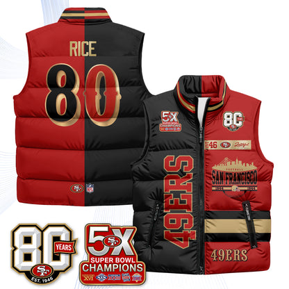 San Francisco 49ers Faithful to The Bay Puffer Vest - Printed