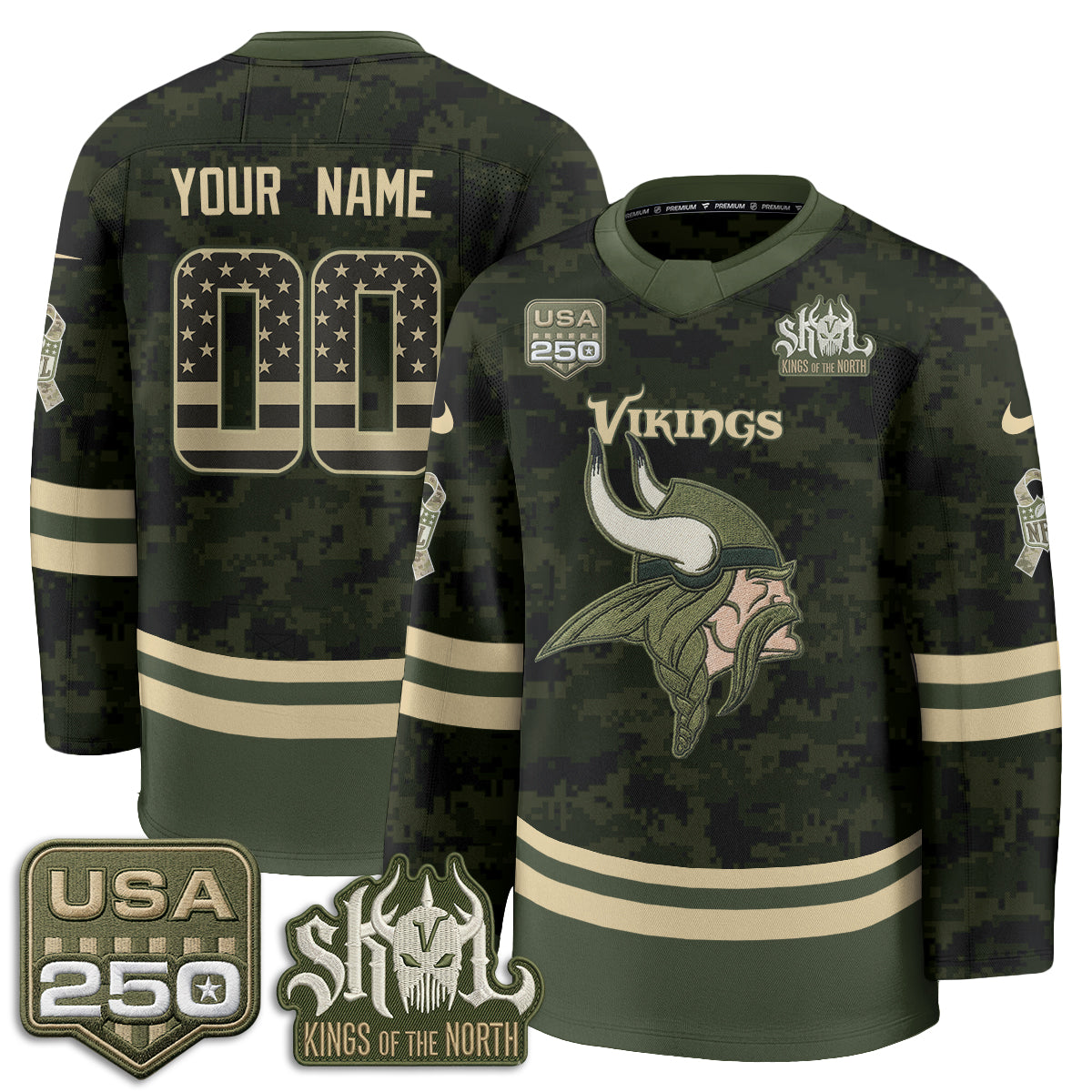 MIN 2026 Salute To Service Edition Custom Hockey Jersey - Printed