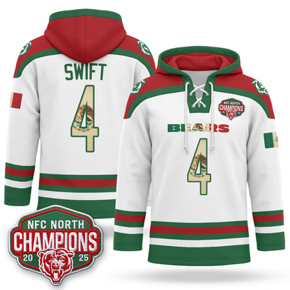 CHI 2026 Mexico NFC North Champions 2025 Patch Hockey Hoodie - Stitched