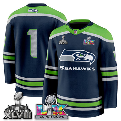 SEA 2X S.Bowl Champions Patch Hockey Jersey - Stitched