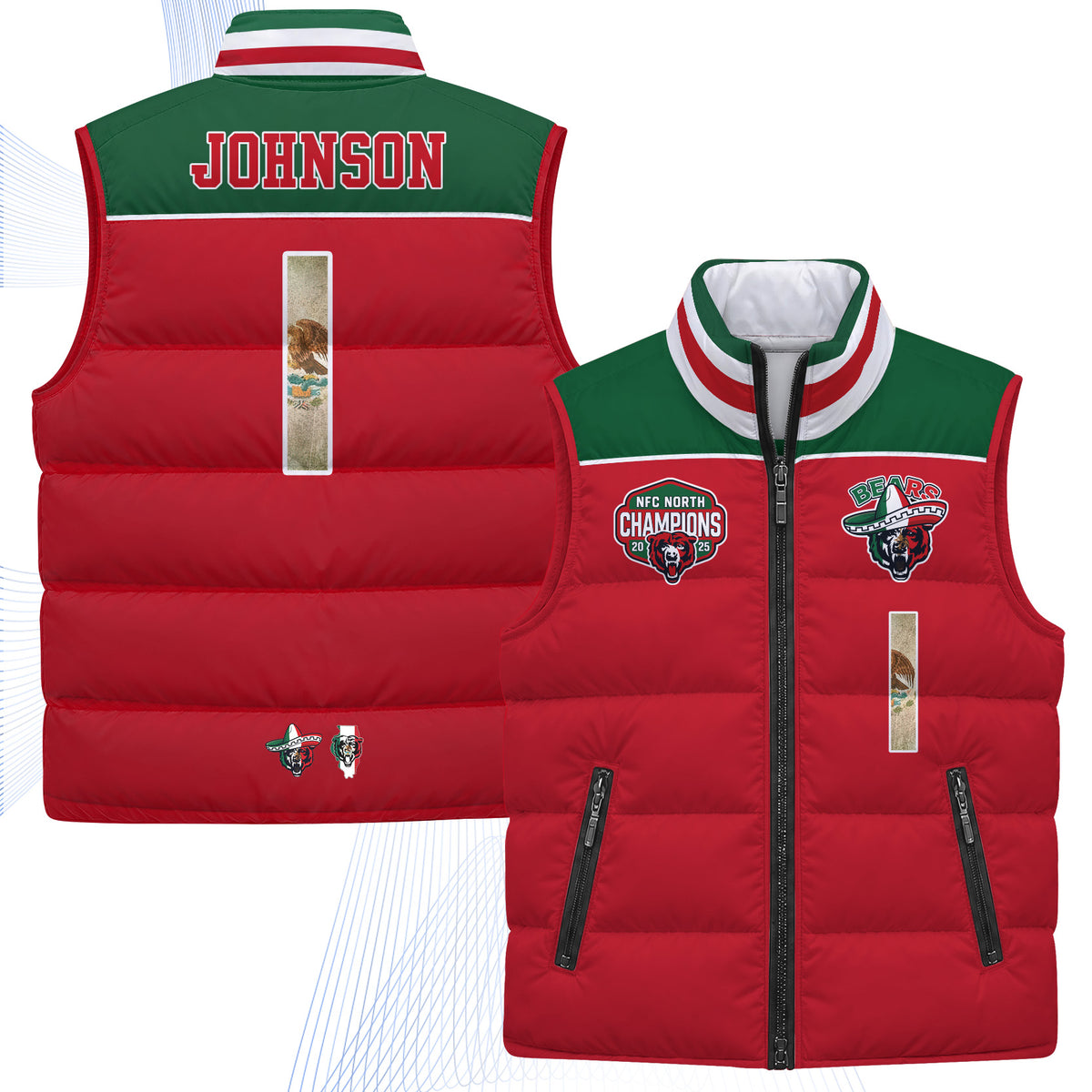 CHI Mexico Style Puffer Vest - Printed V2