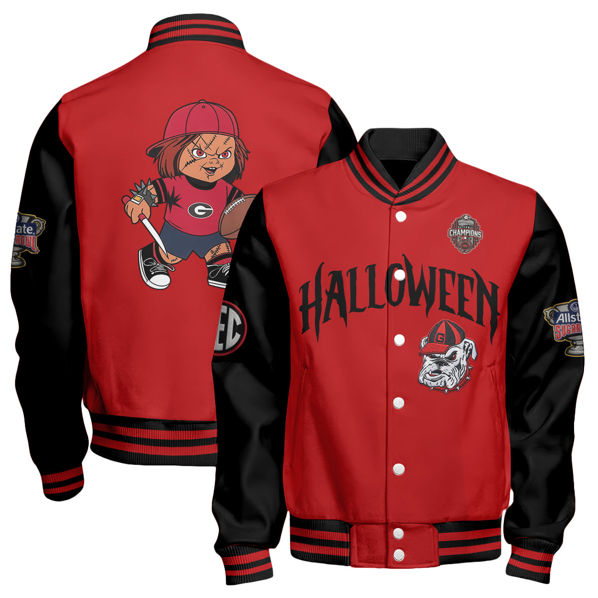 GB x Killer Doll Horror Movie Halloween 2026 Edition Baseball Jacket - Printed