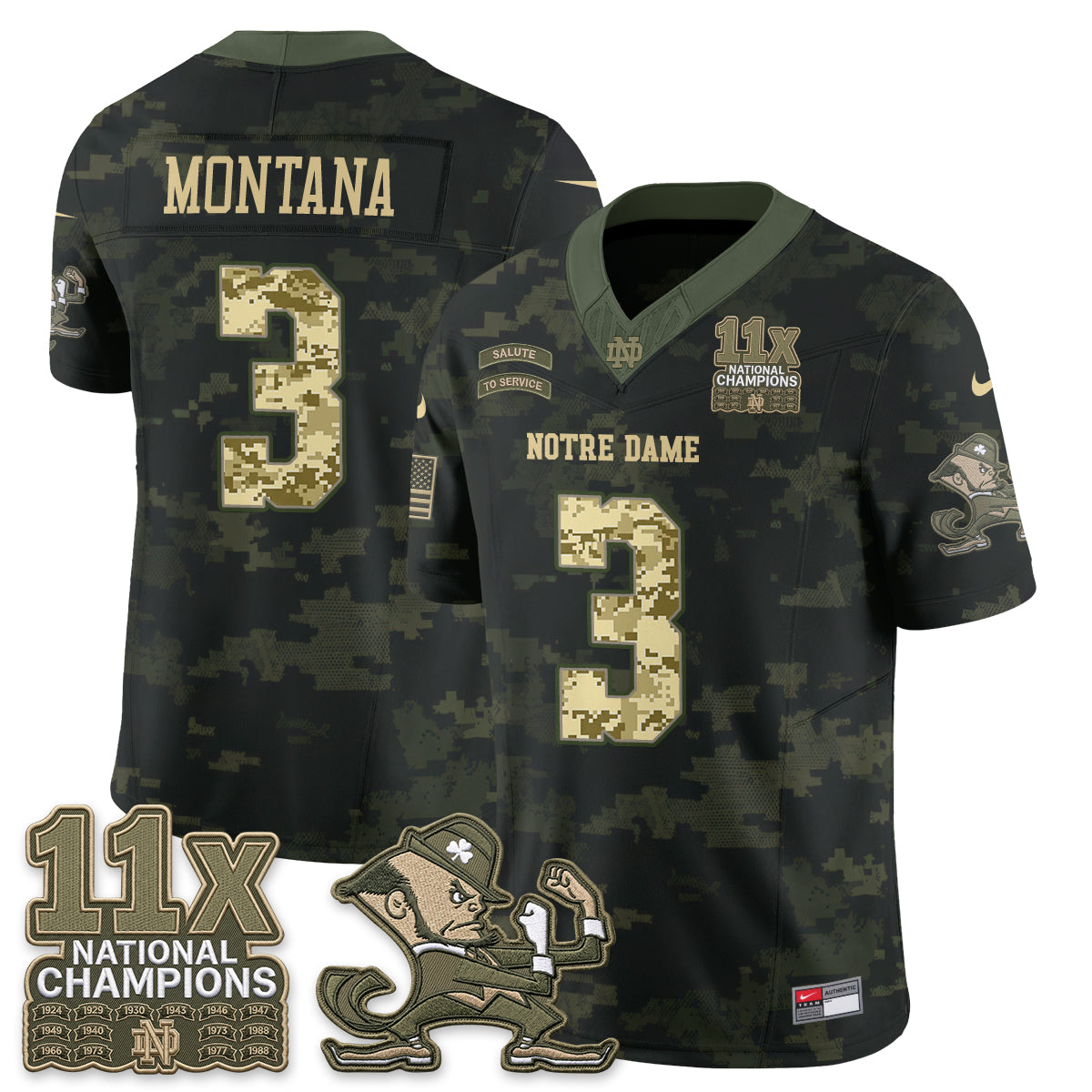 Notre Dame Fighting Irish 2026 Salute to Service Vapor Jersey - Stitched