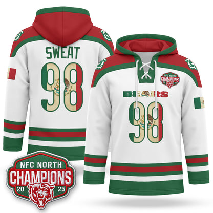 CHI 2026 Mexico NFC North Champions 2025 Patch Hockey Hoodie - Stitched