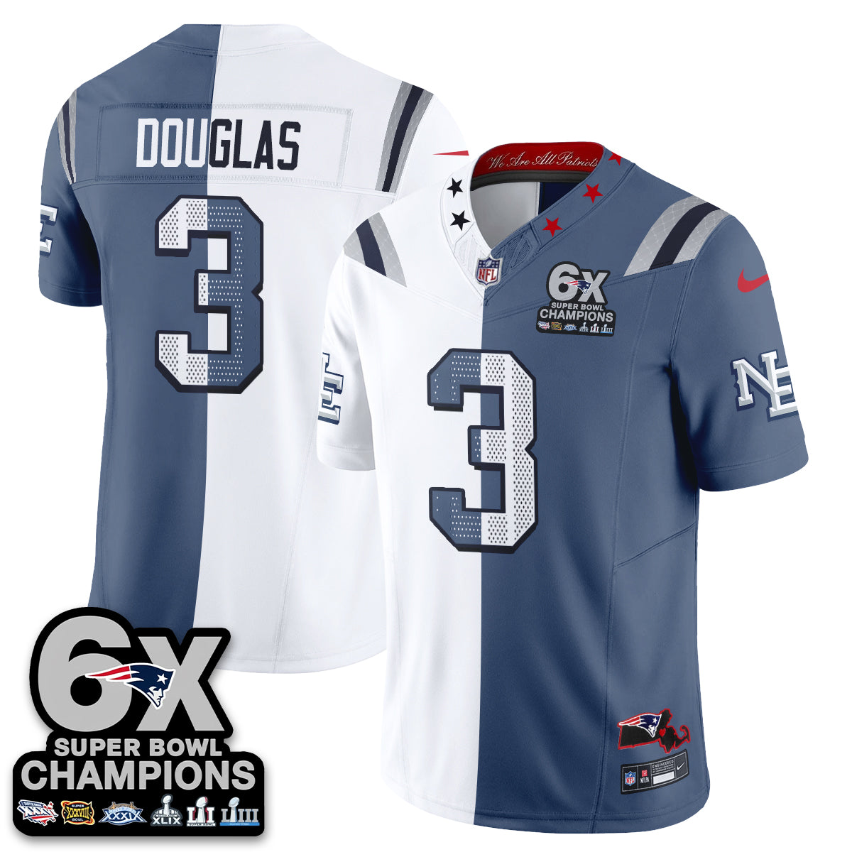 NE Rivalries Split Edition Vapor Jersey - Stitched