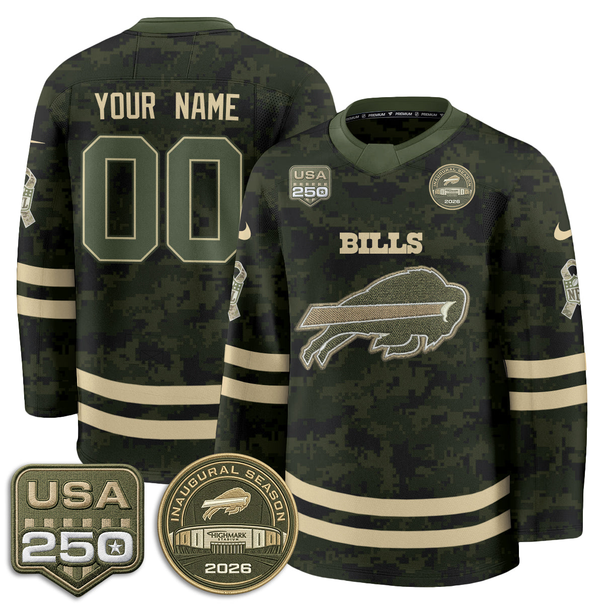 BUF 2026 Salute To Service Edition Custom Hockey Jersey - Printed