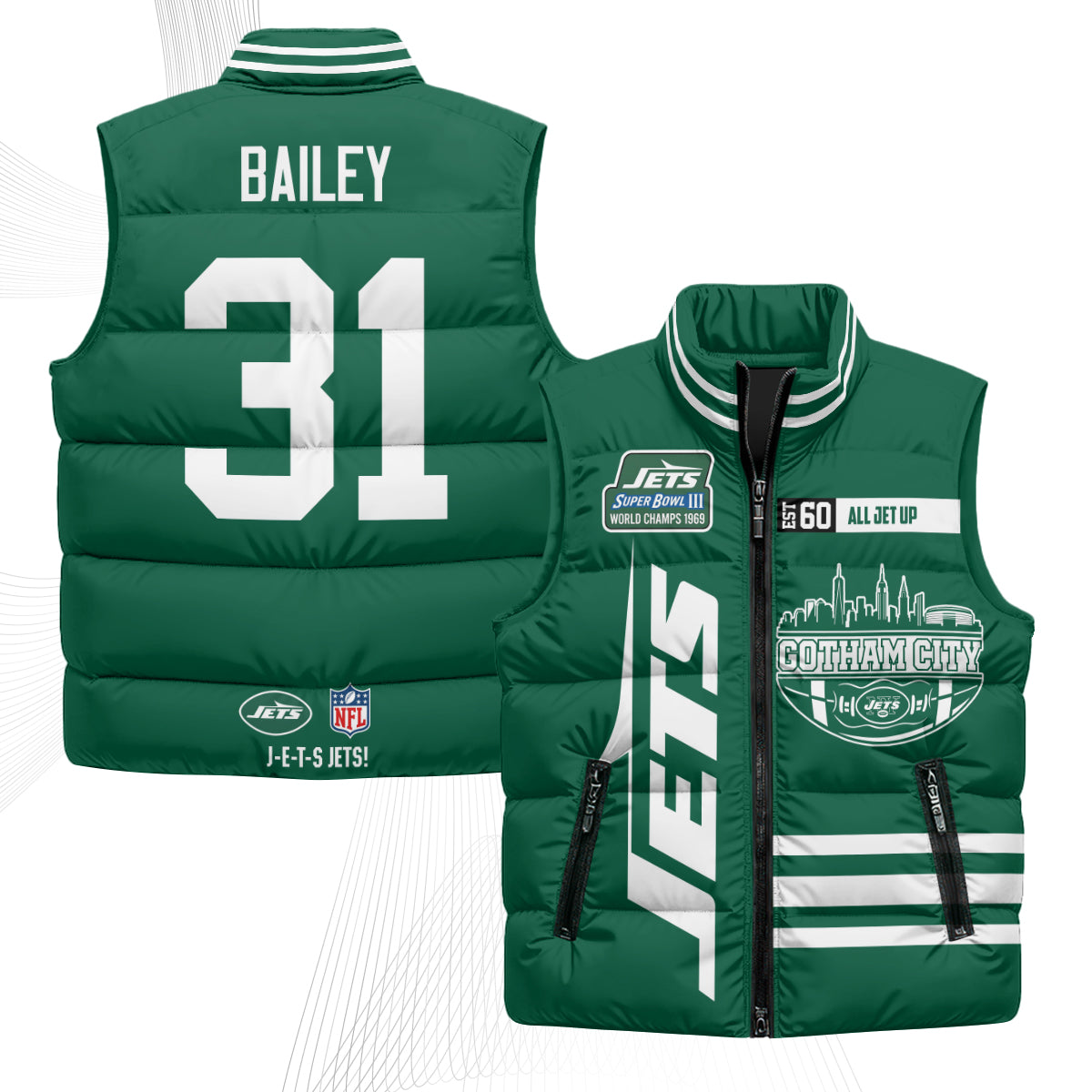 NYJ Gotham City Puffer Vest - Printed