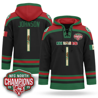 CHI 2026 Mexico NFC North Champions 2025 Patch Hockey Hoodie - Stitched