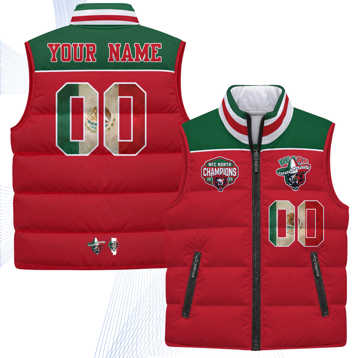 CHI Mexico Style Custom Puffer Vest - Printed V2