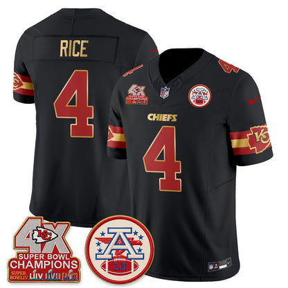 Kansas City Chiefs 4X Champs Gold Edition Vapor Jersey - Stitched
