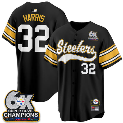 Pittsburgh Steelers 6X Champs Throwback Baseball Vapor Jersey - Stitched