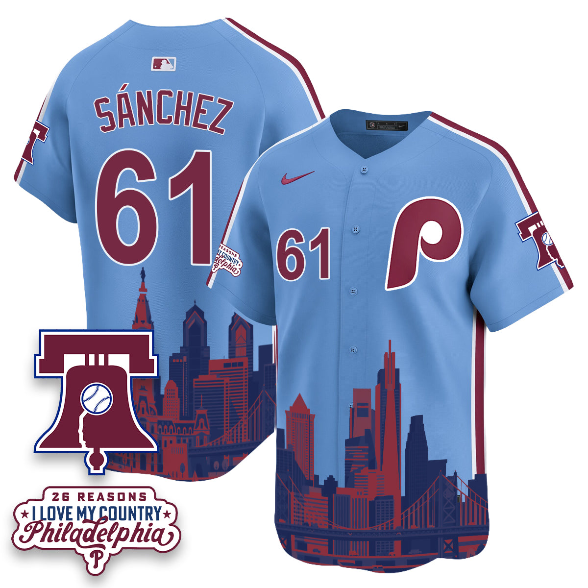 Philadelphia Phillies "26 Reasons I Love My Country" Edition Vapor Jersey - Stitched