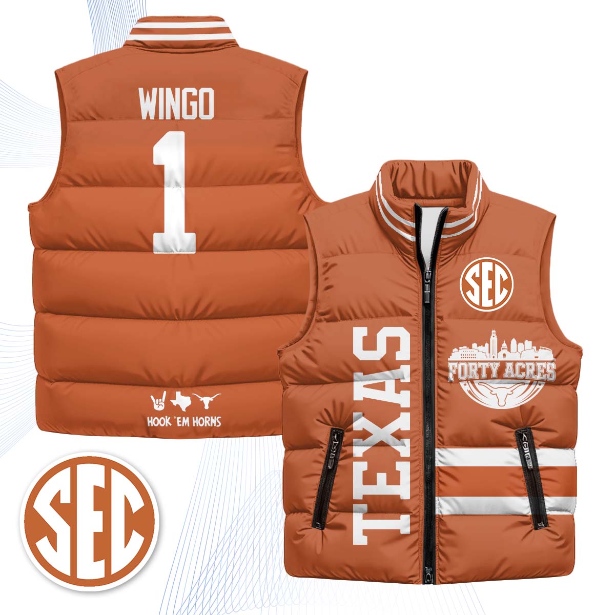 TEX "Forty Acres" Puffer Vest - Printed