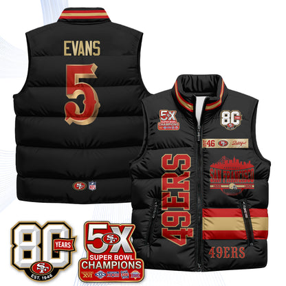 San Francisco 49ers Faithful to The Bay Puffer Vest - Printed