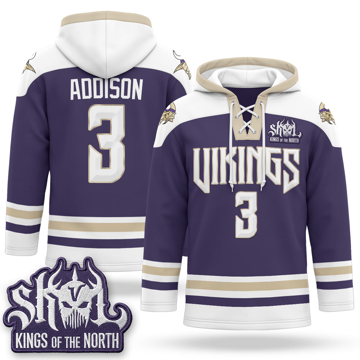 Minnesota Vikings 2026 Rivalries Fleece-Lined Hockey Hoodie - Stitched