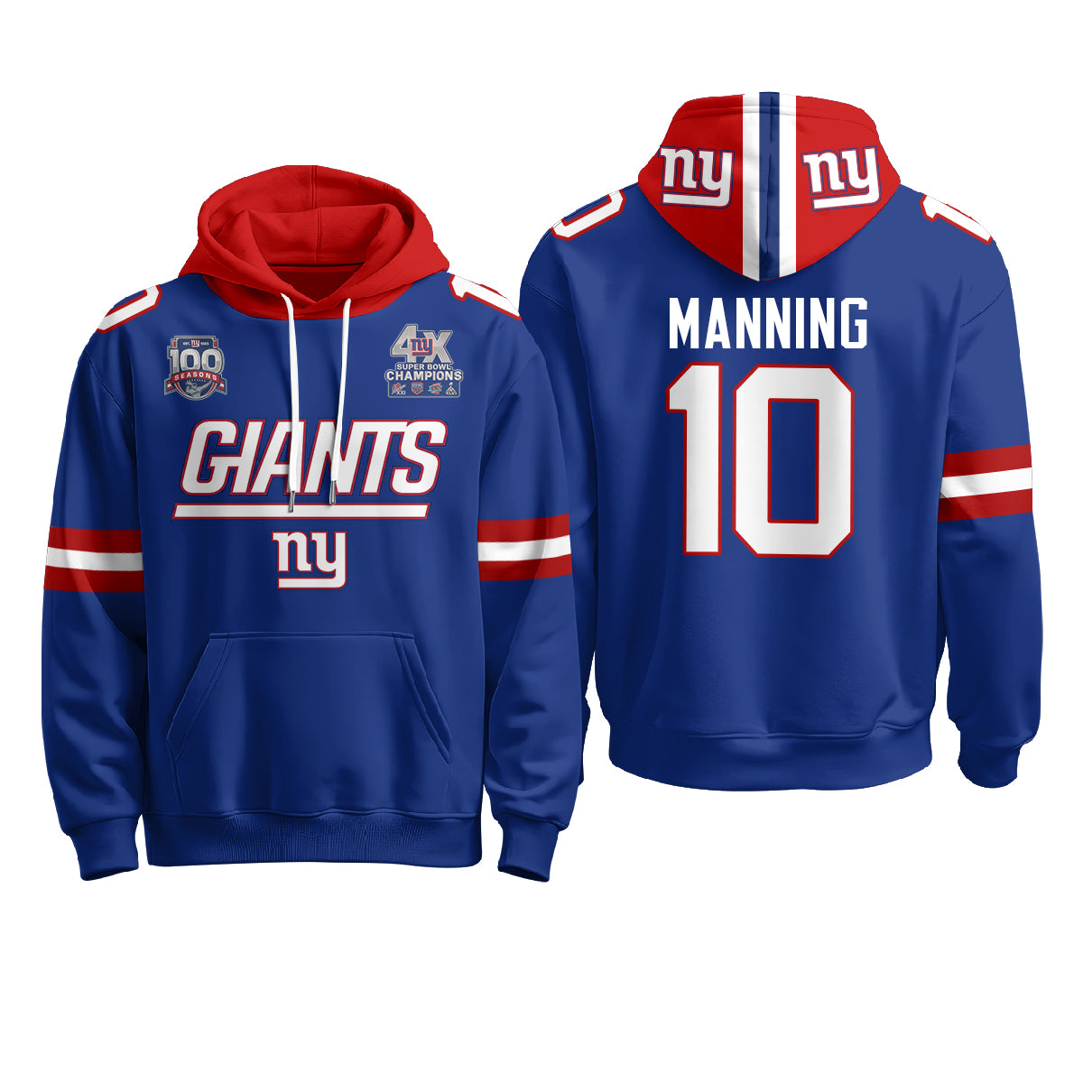 New York Giants 4X Champs S.Bowl Hoodie - Stitched
