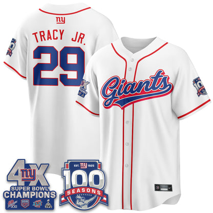 New York Giants 4X Champs & 100 Anniversary Vapor Baseball Jersey - Stitched