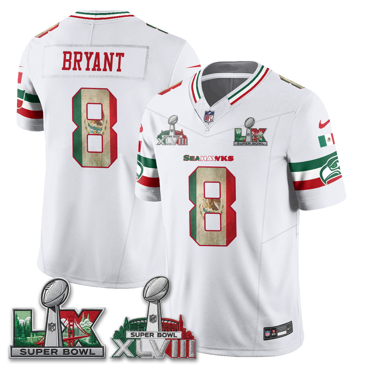 Seattle Seahawks Mexico Edition Vapor Jersey V1- Stitch
