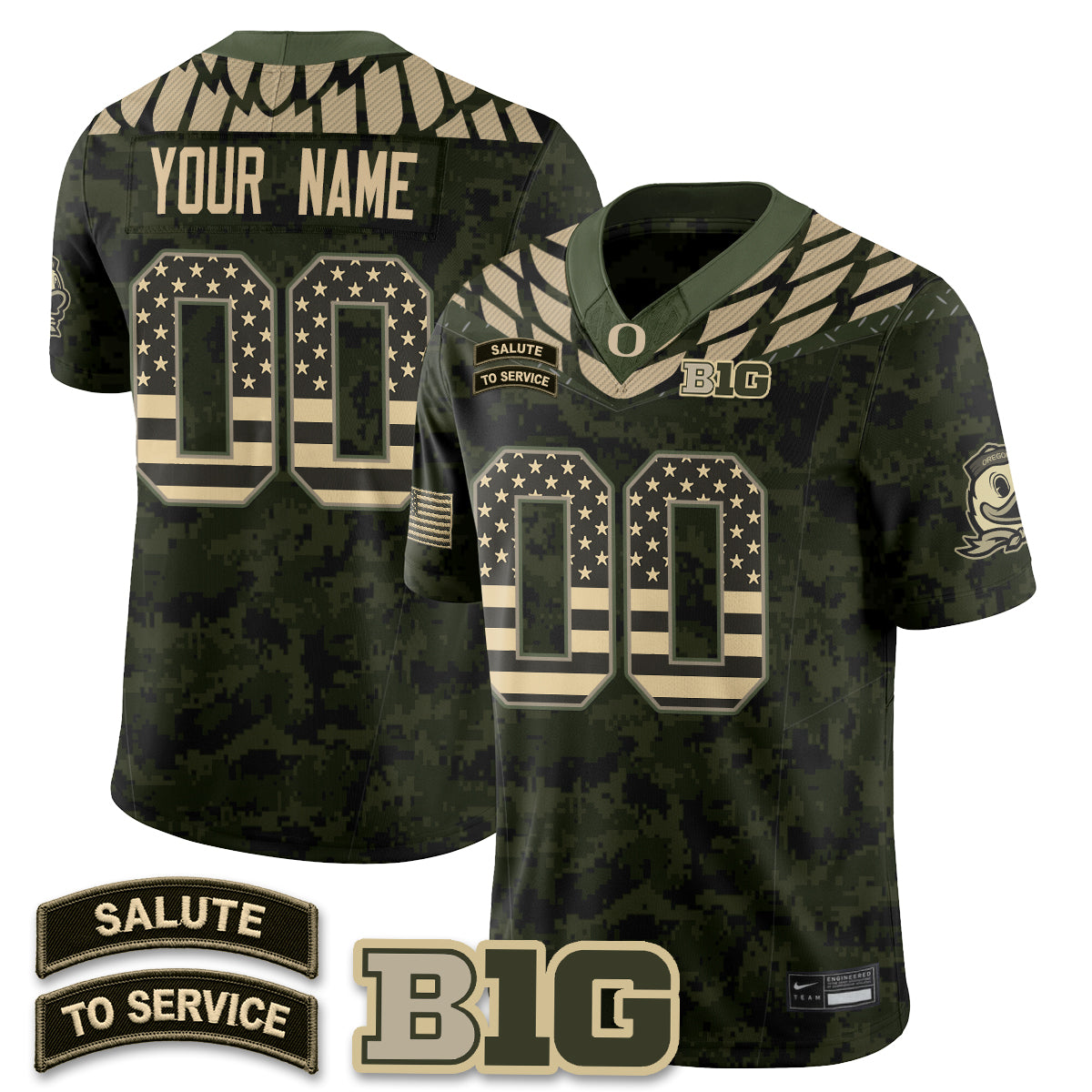 Oregon Ducks 2026 Salute to Service Vapor Custom Jersey - Stitched