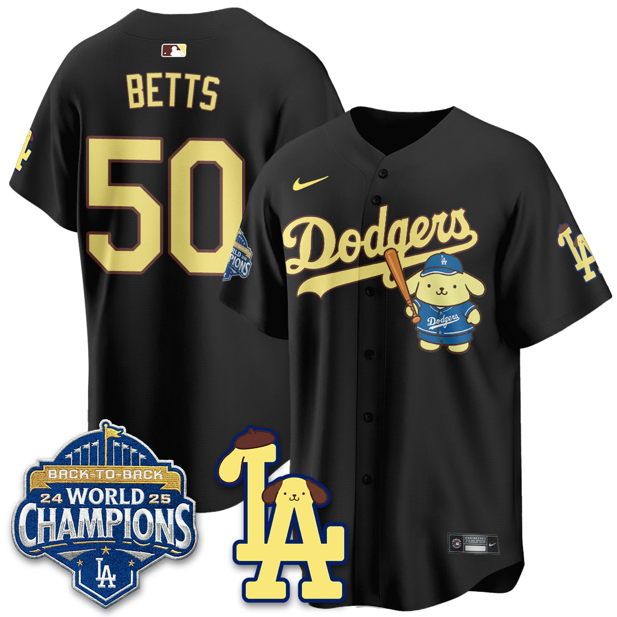 Los Angeles Dodgers Pompompurin Edition Vapor Jersey - Stitched
