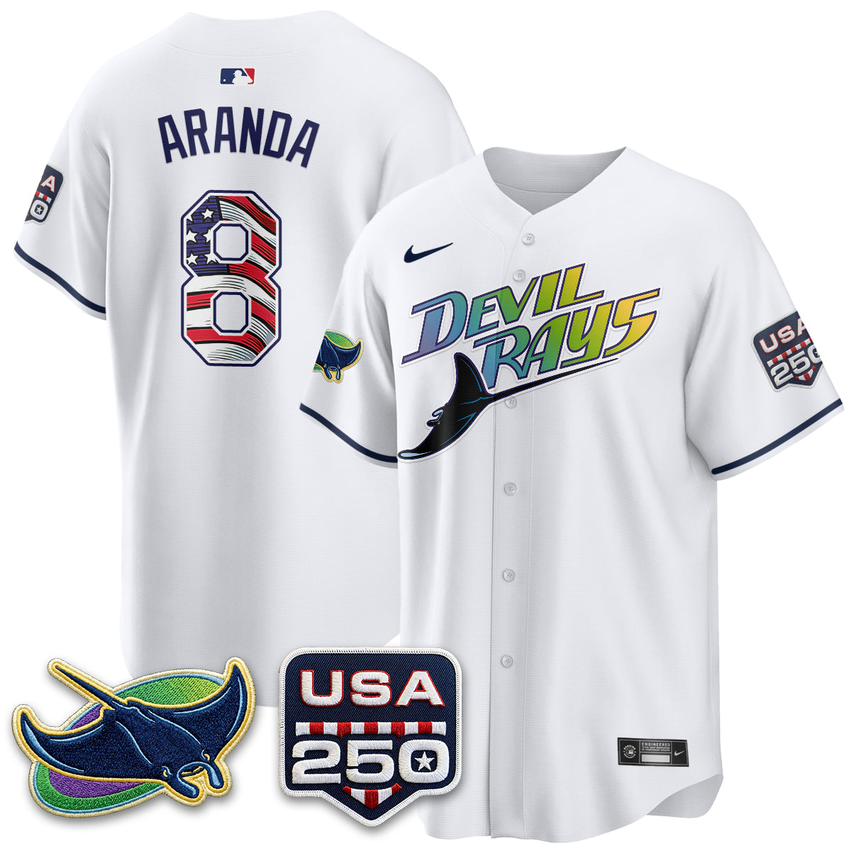 Tampa Bay Rays Independence Day USA 2026 City Connect Vapor Jersey - Stitched